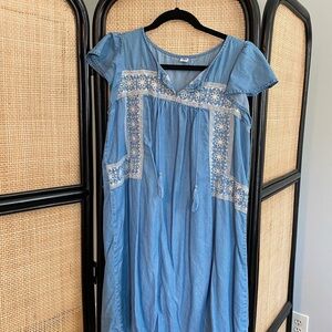 Old Navy Light Blue Embroidered Maxi Dress